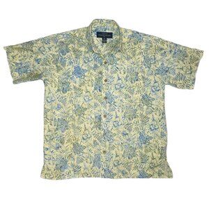 Pete Huntington Bali Men's Short Sleeve Cotton Floral Hawaiian Shirt Size M